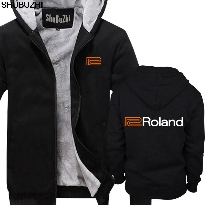 Roland Piano rugs 4 черные зимние толстые толстовки крутые повседневные плотные толстовки с капюшоном для мужчин Осенняя хлопковая толстовка sbz1312 - Цвет: thick black