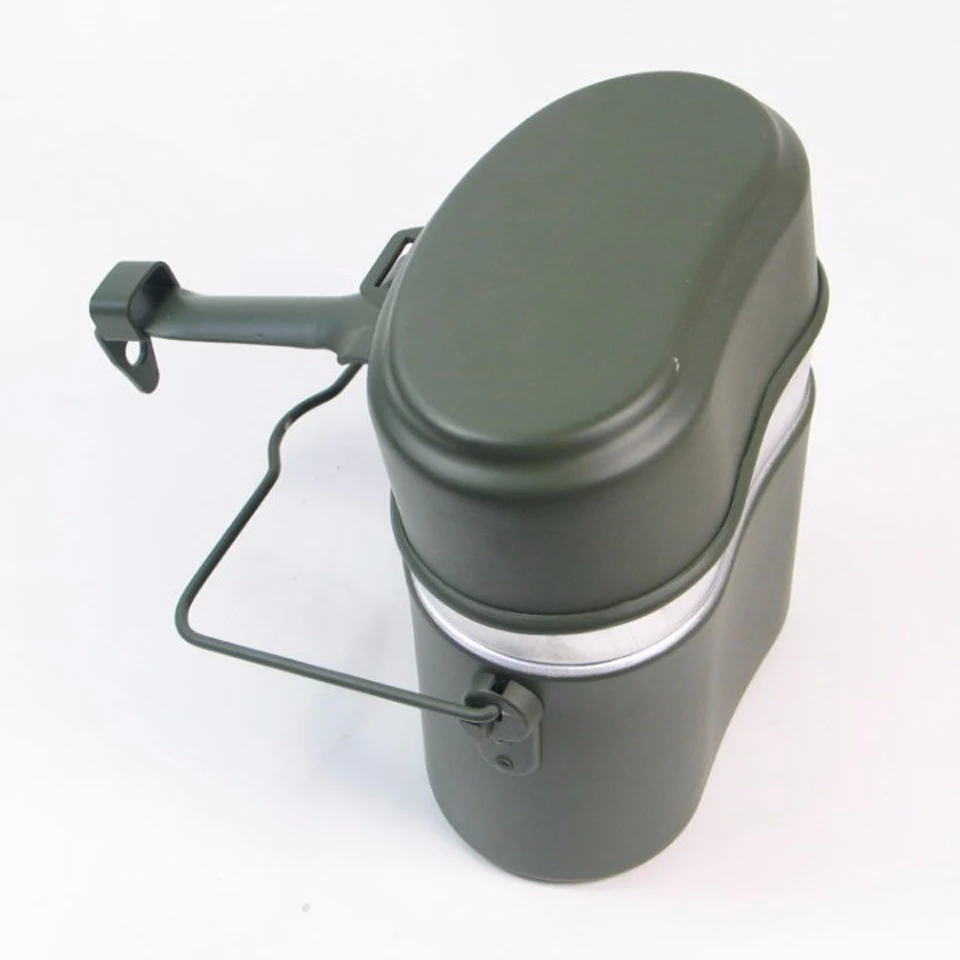 WWII Alemania verde militar 3 piezas en 1 juego de cocina de Camping juego de cocina senderismo supervivencia Bento loncheras olla/BOL