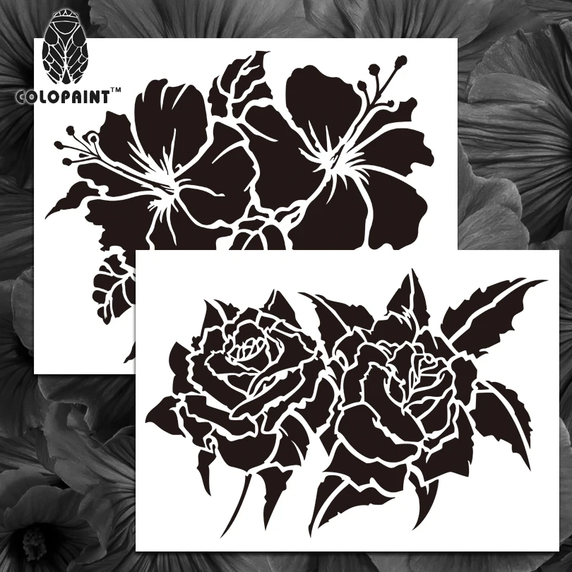 Colopaint Airbrush Templates Stencil BPS 004 Rose Hibscus Flowers Pile Airbrushes Painting Colopaint Airbrush Templates Stencil BPS 004 Rose Hibscus Flowers Pile Airbrushes Painting