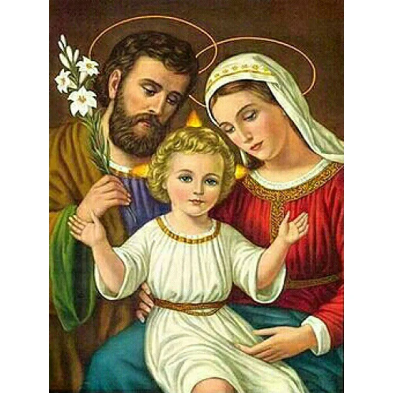 

D SH DIY Diamond Painting Cross Stitch 5D Religious Holy Family Image Full Diamond Embroidery Mosaic Jesus Home Decor Gift