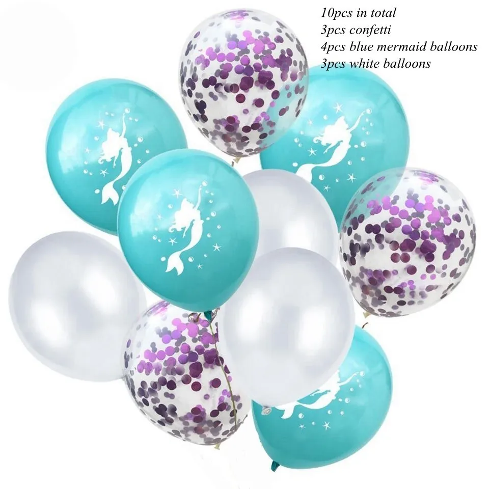 white blue purple 1 комплект 10 дюймов Русалка воздушных шаров из латекса, надувной шар для дня рождения Свадебная вечеринка украшения принадлежности для вечеринки-девичника - Цвет: white blue purple