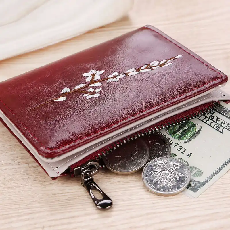 Женский кошелек на молнии винтажный с цветочной вышивкой|small wallet|short walletf wallet |
