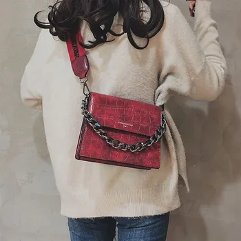 

Luxury Crocodile Pattern Ladies Messenger Bags Fashion Small Women Chain Handbags Designer High Quality PU Leather Shoulder Bags