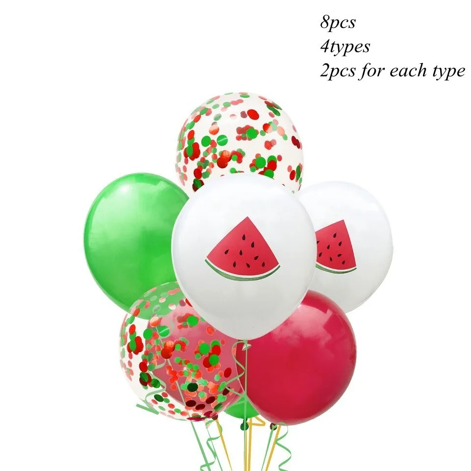 8pcs Watermelon 1 компл. Милые фрукты тема одноразовая посуда ананас баннер/воздушные шары летний бассейн вечерние свадебные предметы для украшения дня рождения - Цвет: 8pcs Watermelon