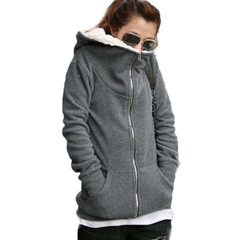 Hot Autumn Winter Women Hoodies Long Sleeve Zip Up Jacket