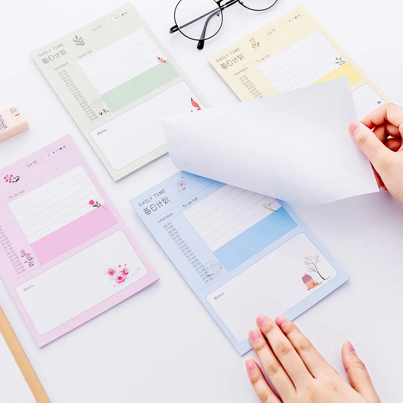 

Korean Kawaii Daily Weekly Paper Planner Memo Pad Sheet Notepad Cute Sticky Note Stationery Office Decor Supply Block Check List