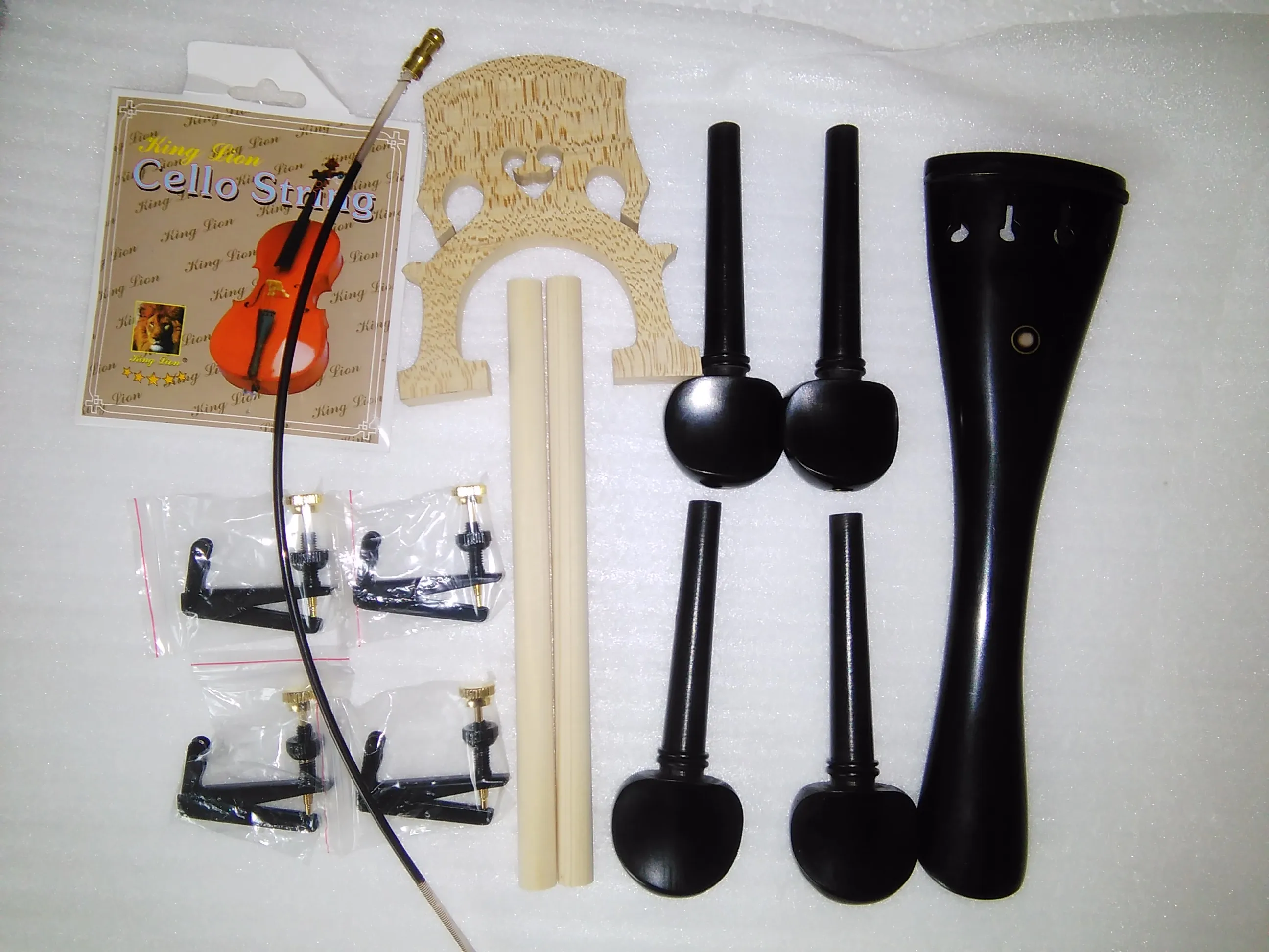 1 Set Cello Parts Ebony Parts Rose Wood Cello Fitting 4/4 String Nylon