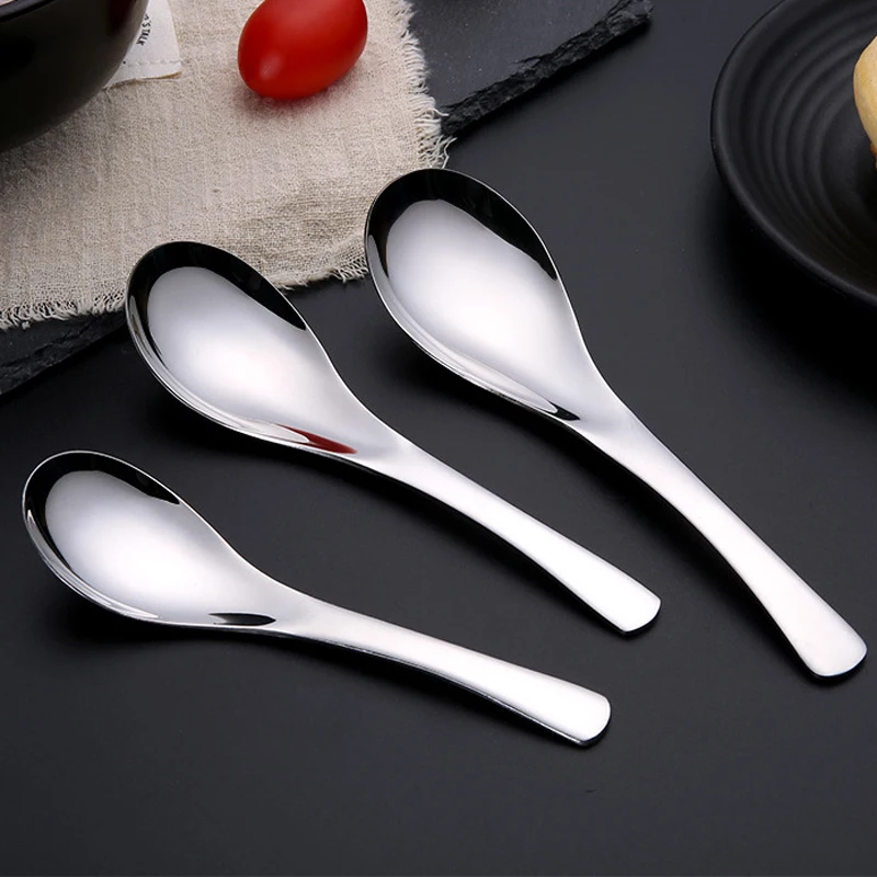 1pc Highly Quality 304 Stainless Steel Spoon 3 Sizes Large Rice Soup Spoon Kids Ice Cream Dessert Spoon Kitchen Dinner Tableware (3)