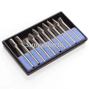 

10pcs 1/8" Tungsten Carbide cutter Rotary Burr Set rotary tool dremel accessories CNC Engraving Bit w/ CED 5mm