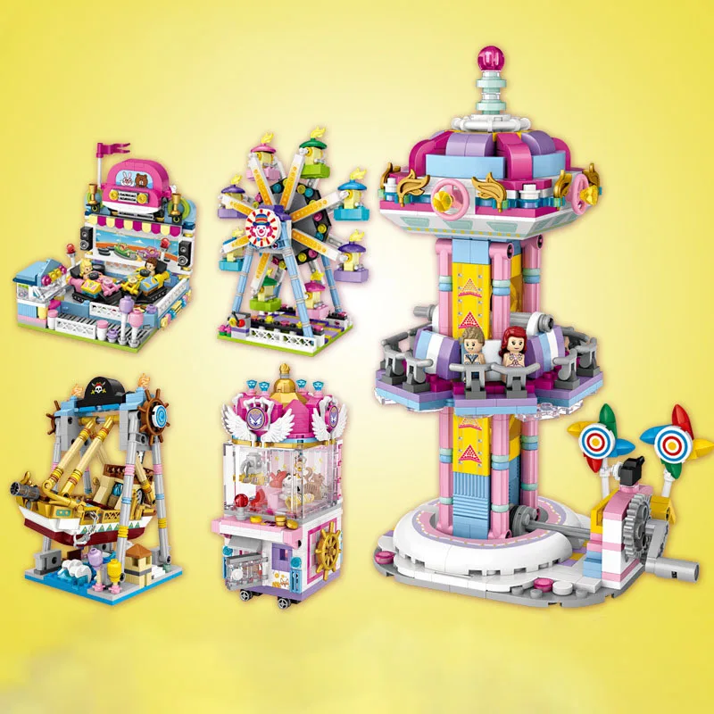 

Diamond Mini Blocks Amusement Park Series Pirate Ship Playground Christmas Toy for Children Bricks Building Block DIY gifts