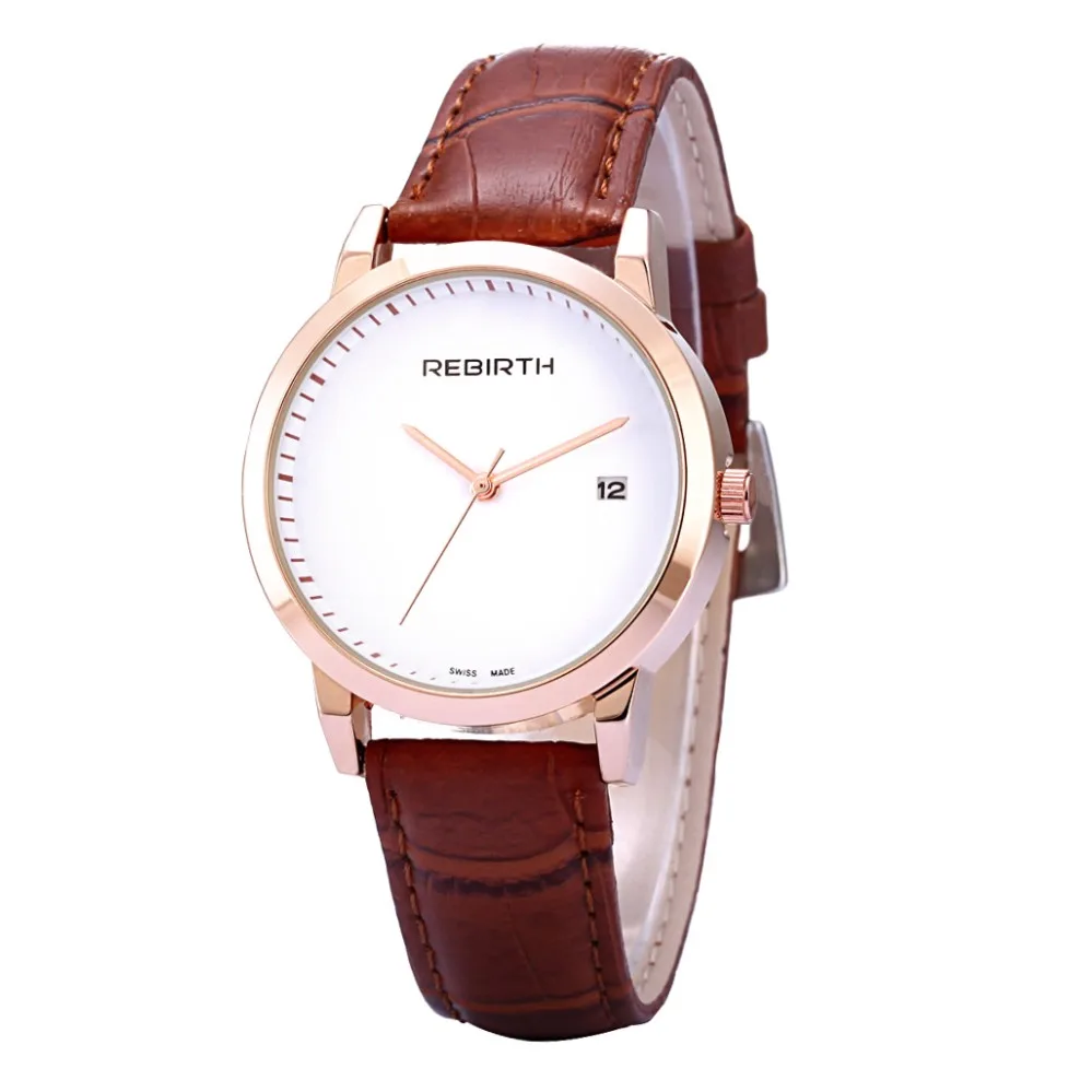 

Famous Brand REBIRTH Elegant Minimalist Women Watches Fashion Belt Girl Watch Thread Black Case Quartz Dress Wristwatch Clock