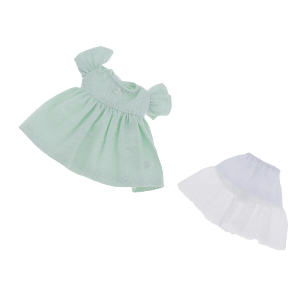 1/12 Fashion Doll Clothing Dotted Dress Pettiskirt Outfit for Mini Doll, for 11cm OB Dolls Dress Up Accessories 1/12 Fashion Doll Clothing Dotted Dress Pettiskirt Outfit for Mini Doll, for 11cm OB Dolls Dress Up Accessories
