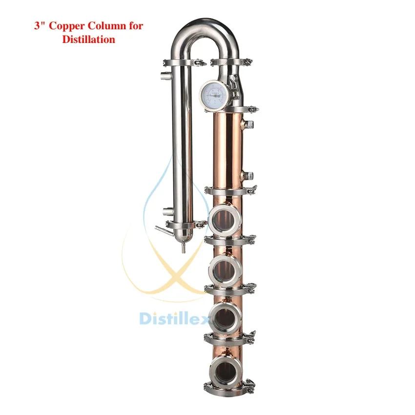 US $490.00 NEW 3 Inch OD91mm 999 Red Copper Bubble Plates Distillation Column With 4 Section For Distillation Copper Column