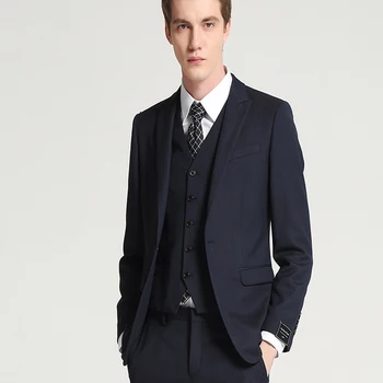 

Smart Casual Black Business Style Suit Slim Fit for Men Groom Tuxedos Wedding Suit 3 Pieces (Jacket+Vest+Pants) 2018 New Arrival