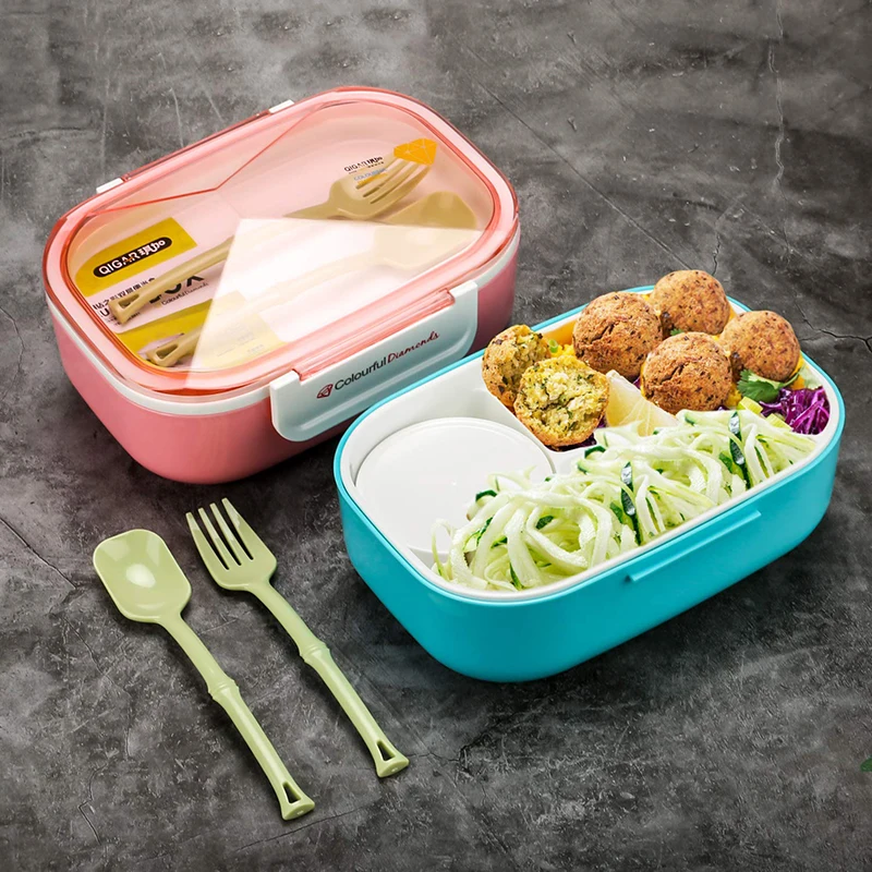 ONEUP Алмазный Ланч-бокс экологичный Bento box Microwavable контейнер для хранения продуктов с столовыми приборами миска для детского пикника