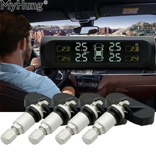Solar Energy Car TPMS Tire Pressure Monitoring System Wireless LCD Display 4 Internal Sensor Real-time Tyre Security Alarm