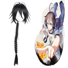Аниме лиса Косплей демона белая луна Косплей черная косичка парики термостойкий синтетический парик Хэллоуин Карнавал вечерние Косплей парики