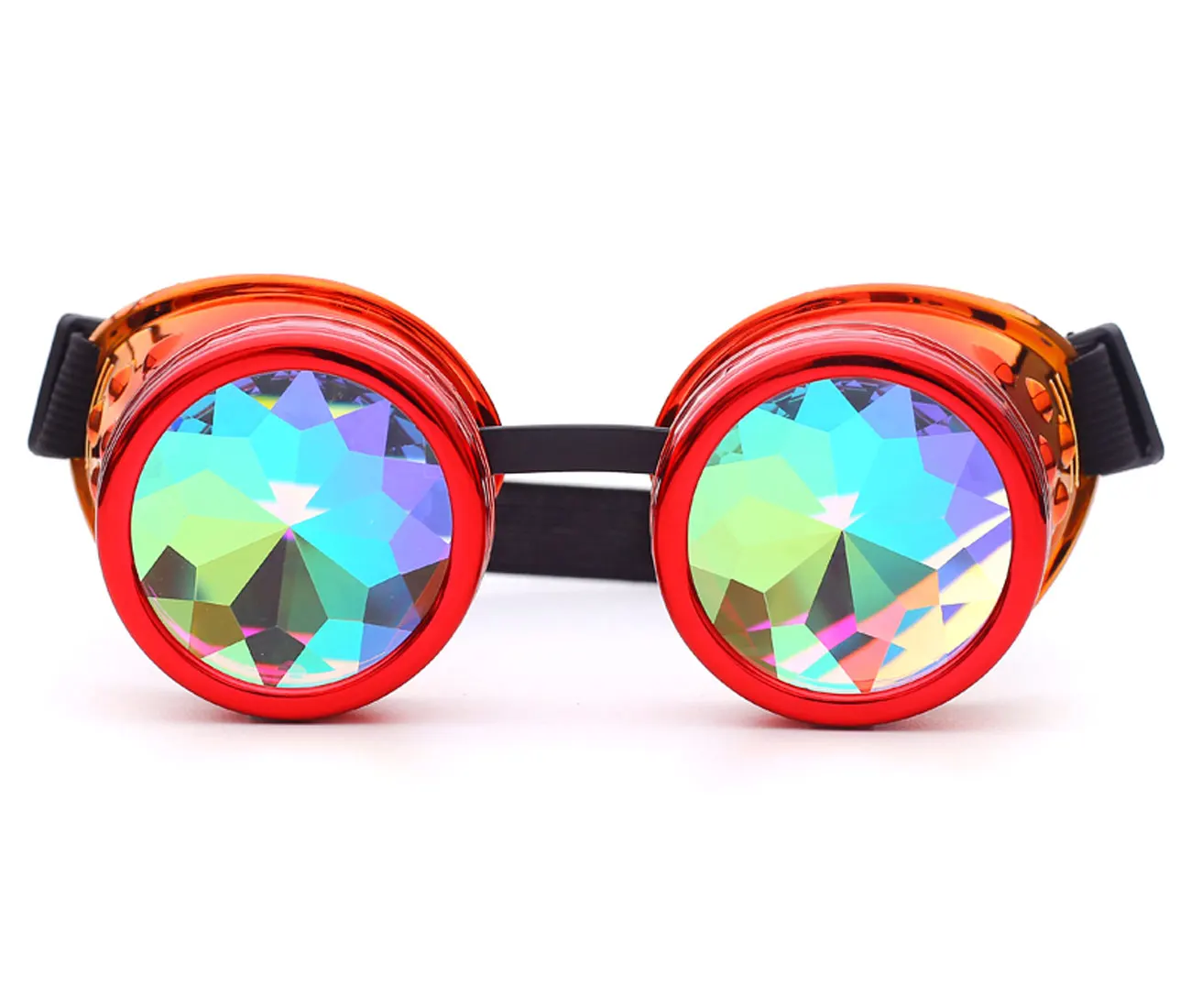 Hotselling Kaleidoscope Rainbow Crystal Lenses Steampunk Goggles EDM Glasses Gothic Cosplay Goggles Eyewear Vintage Halloween