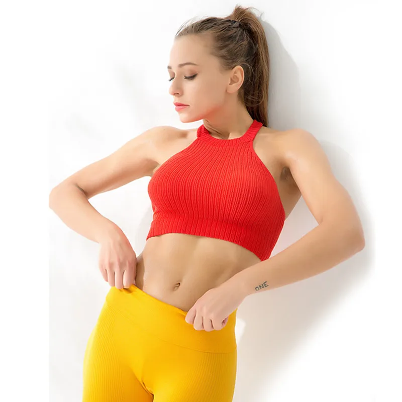 CretKoav сексуальный женский летний спортивный жилет без рукавов короткий топ сексуальный Холтер Фитнес Бег эластичные быстросохнущие спортивные рубашки для йоги