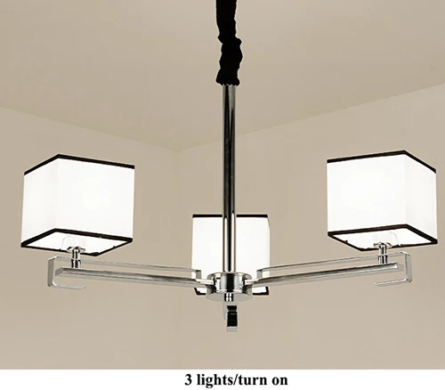 3 lights Современный, хромированный, металлический светодиодный светильник для люстры, ткань для гостиной, светодиодный подвесной светильник для люстры, подвесной светильник для столовой - Цвет абажура: 3 lights