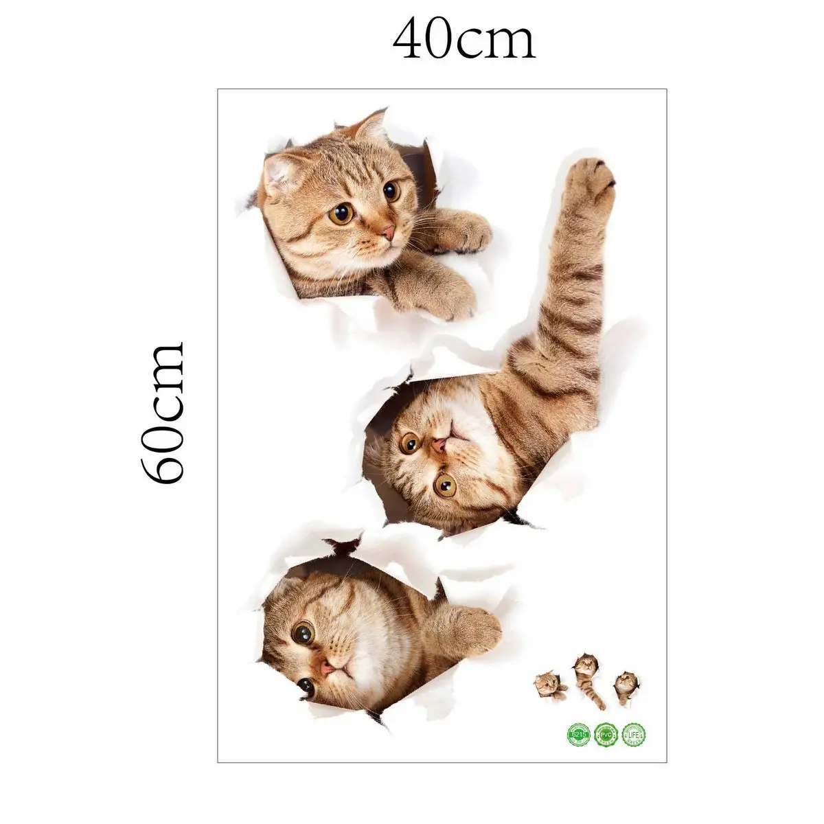 JX-LCLYL Kitten Cat Wall Sticker Vinyl Cute 3D Bedroom Fridge Decal Home Mural Art Decor