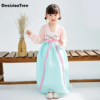 

girls Chinese Traditional Hanfu Fairy Dress Children Ancient Chinese Costume Stage Tang Dynasty Clothing For Kid Folk Costume