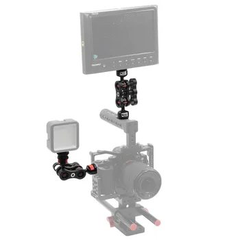 

Andoer Clamp Adapter with Double Ballheads 360° Rotating 1/4 Inch Screw for Camera Monitor LED Video Light Tripods Camera Cage