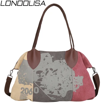 

LONOOLISA Large Capacity Printed Canvas Bag Fashion Vintage Woman Handbag Female Shoulder Bag Lady Hand Tote Bags For Women Sac