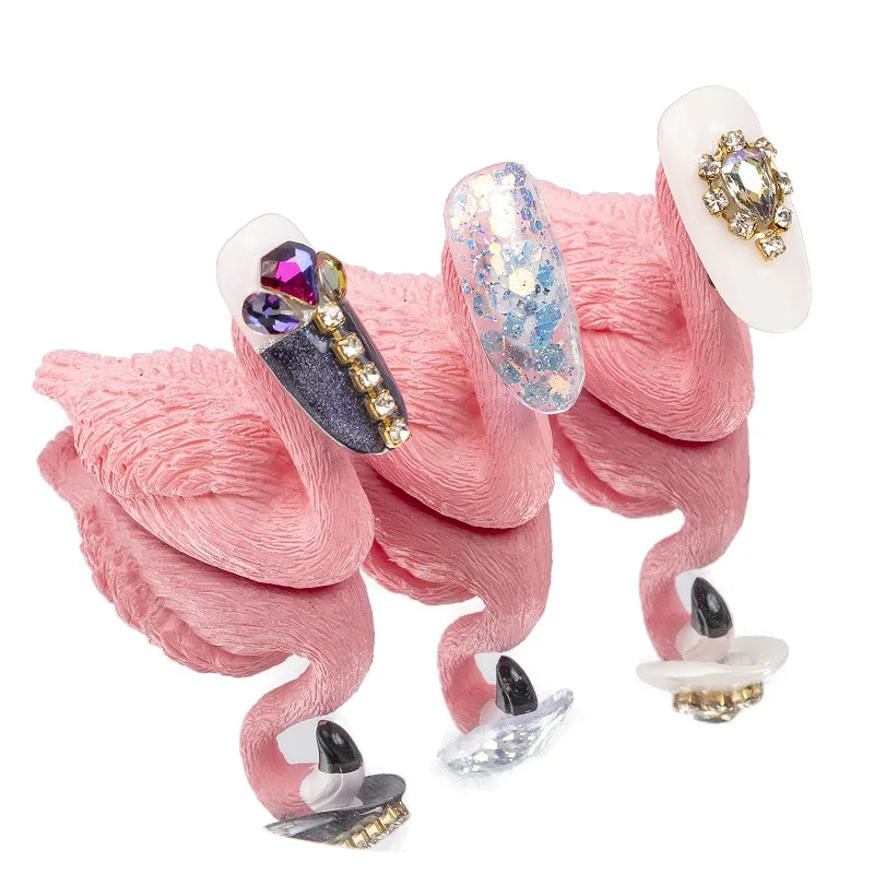 

1pcs Flamingo Shape Nail Practice Training Stand False Nail showing Exercises Pedestal Nail Supplies Nail Tip Display Stand Tool