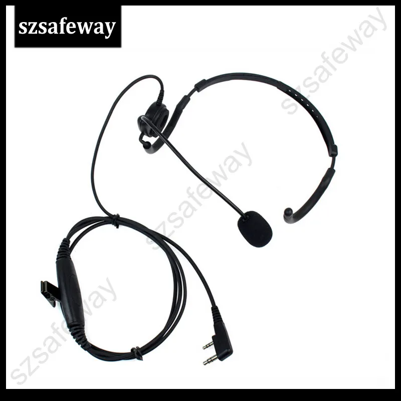 Walkie talkie behind the head headset with in line big PPT push to talk for kenwood 4