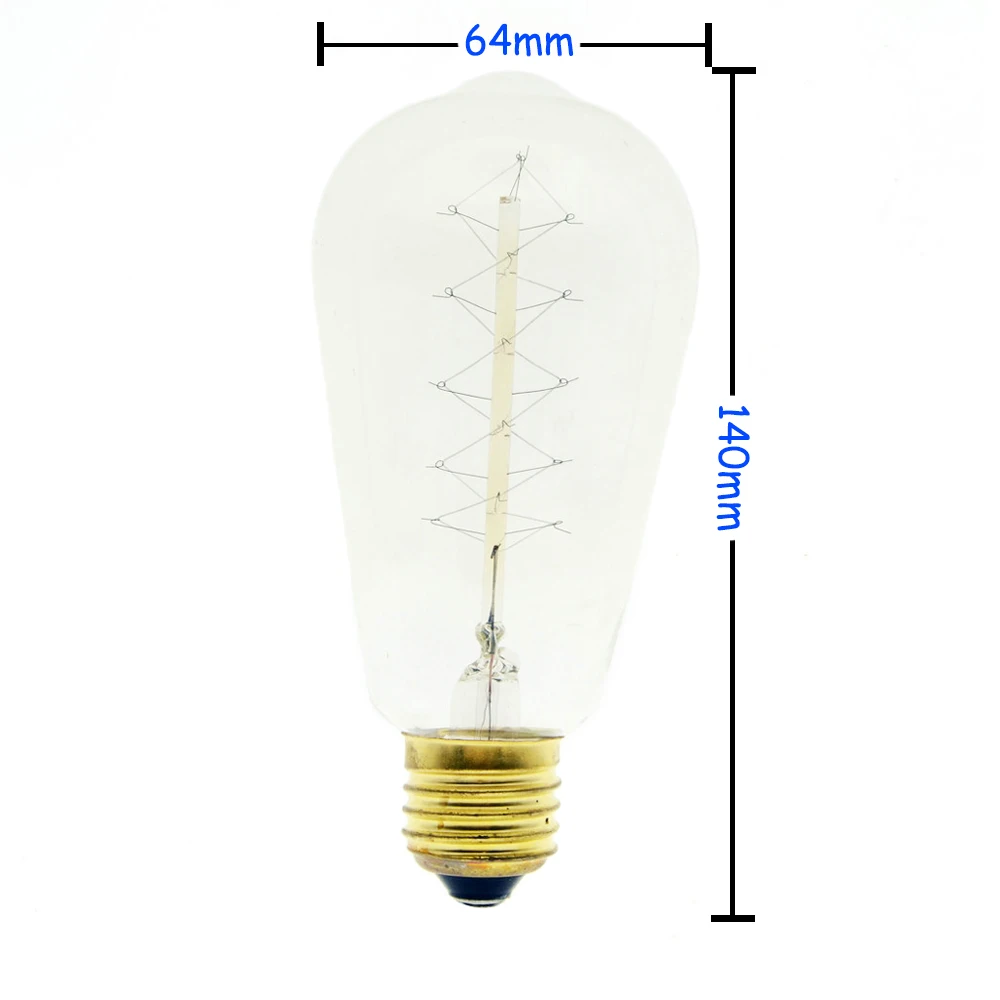 40 W/60 W 220 V E27 Edison лампочка углерода нити винтажная лампа Эдисона в стиле ретро лампа накаливания ST64/ST58/A19/T45/G80/G95/G125/T300