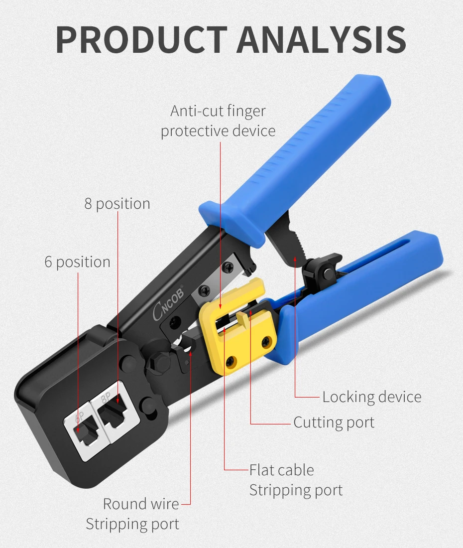 Outil de sertissage perforé, prise RJ45 6P-RJ11 et 8P-RJ45, outil ...