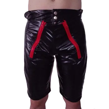 

New 2020 Mens Black Stage Performances Shorts Patent Leather Sexy Nightclub Skinny Performance Bottom