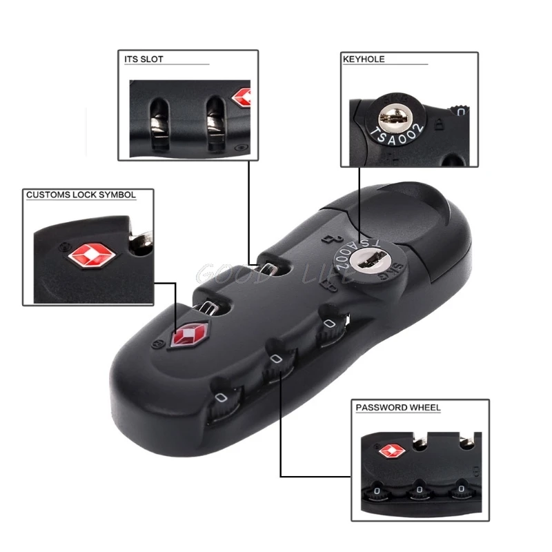 

3 Digit Combination Padlock For Luggage Suitcase Travel TSA Secure Code Lock