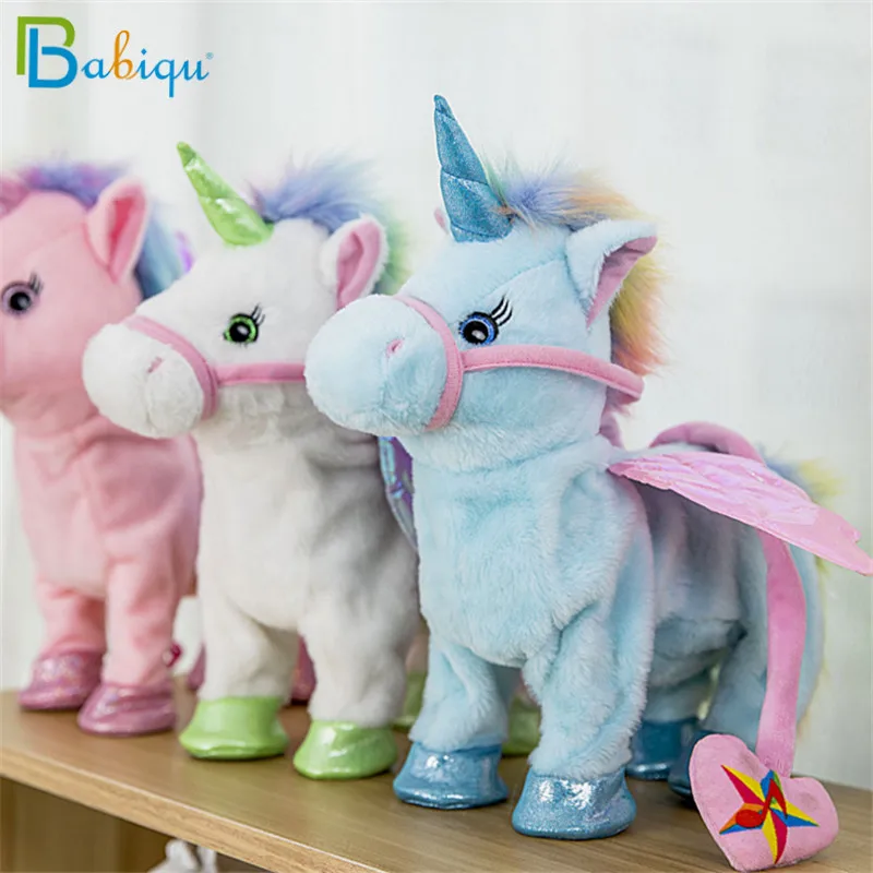 Babiqu 1pc Electric Walking Unicorn Plush Toy Stuffed Animal Toy Electronic Music Unicorn Toy for Children Christmas Gifts 35cm