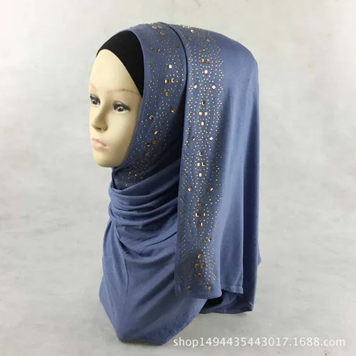 15 цветов блестящие золотые стразы пузырь шифон хиджаб шарф Мусульманский Исламский головной убор Твердый Шарф - Цвет: Color 1