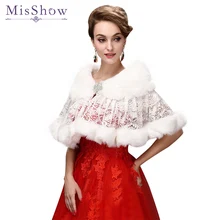 MisShow Cheap Wedding Shawl Shrug Faux Fur Wrap Ivory White Wedding Bolero 2017 Fur Coat Cape Wedding Accessories Bridal Jacket new arrival autumn winter wedding warm white ivory flower girl faux fur cape long sleeves jacket wrap kid bolero capelet