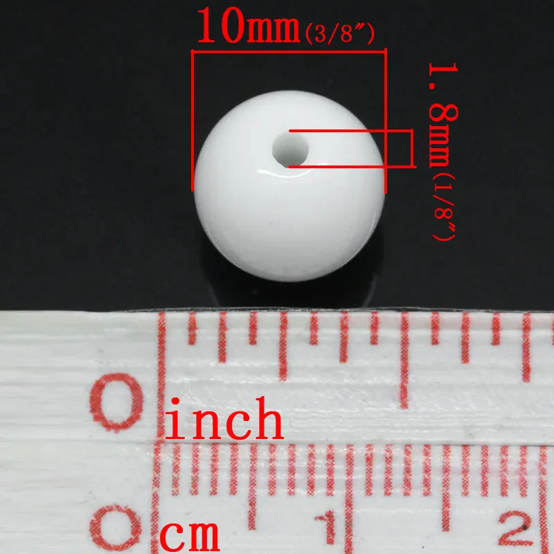 8 сезонов! 200 шт круглый, белый, акриловый бисер 10 мм(3/") Диаметр(B20670