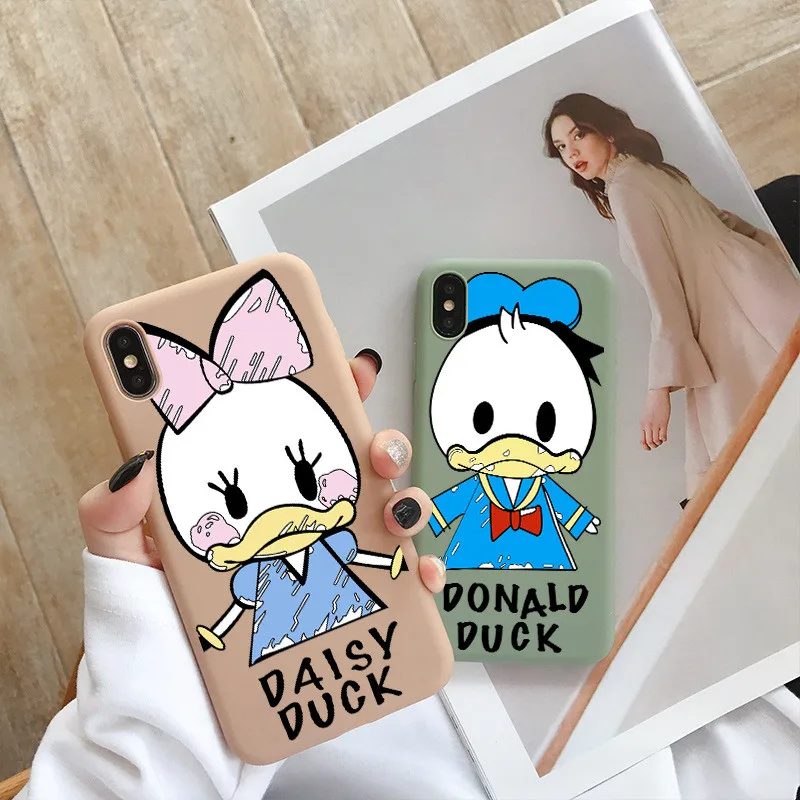 

JAMULAR Cartoon Goofy Chip Dale Fitted Cases For iPhone XS MAX X 7 8 6 6s Plus Donald Daisy Soft Phone Cover For iPhone 8 Fundas