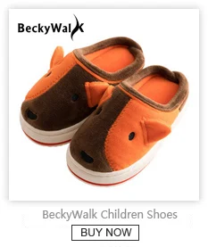 BeckyWalk/Детские хлопковые тапочки; зимняя домашняя обувь с рисунком для маленьких девочек; теплые Нескользящие домашние тапочки для мальчиков; детская обувь; CSH707