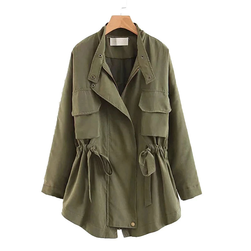 

autumn windbreaker women's clothes loosen drawstring coat Harajuku Short Korean Jacket women's slim jacket Outwear