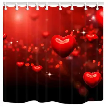 

Screen Waterproof LOVE Letter Romantic Heart Pattern Printed Shower Curtains Bath Rose Petal Sexy Lady Bathroom Decor With Hook