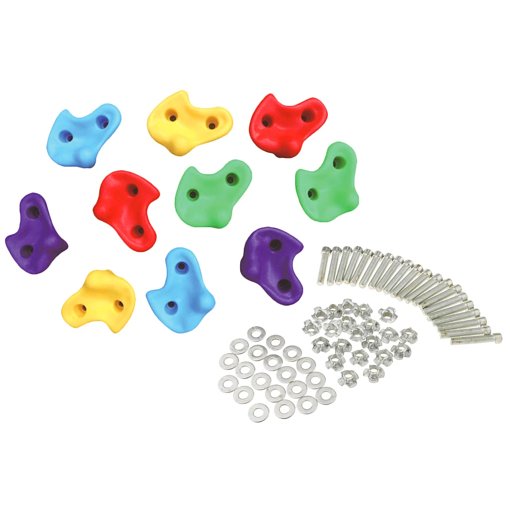 10pcs Rock Climbing Holds for Kids with Installation Hardware - Climbing Grips for DIY Rock Stone Wall -Large