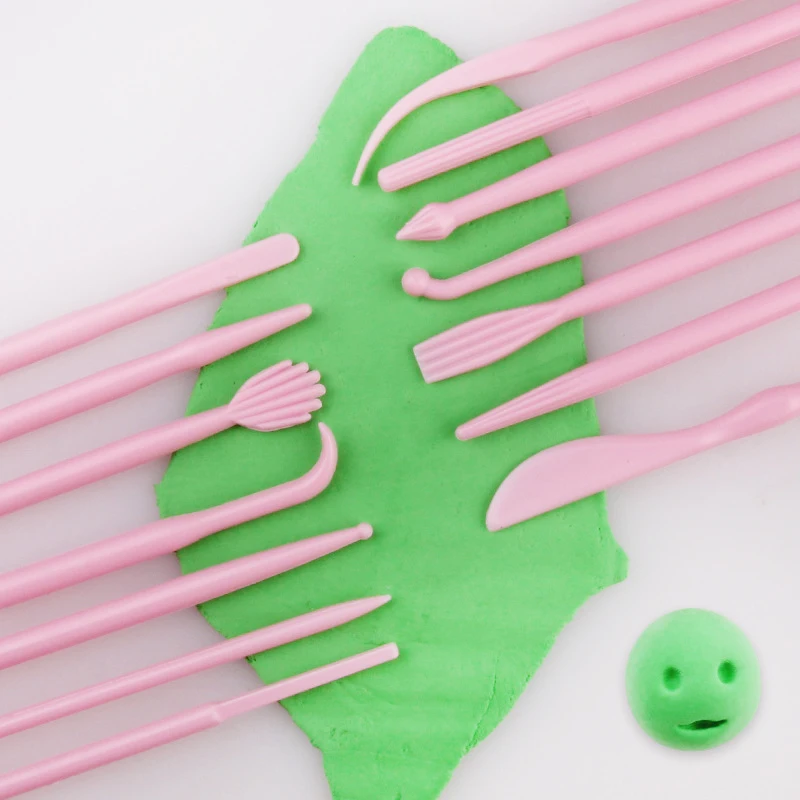 

14PC Fondant Gift Decor Plastic Tools Flower Modelling Craft Clays Tool Gift Biscuit Cookie Cutter Engraved Pen PP Baking Tools