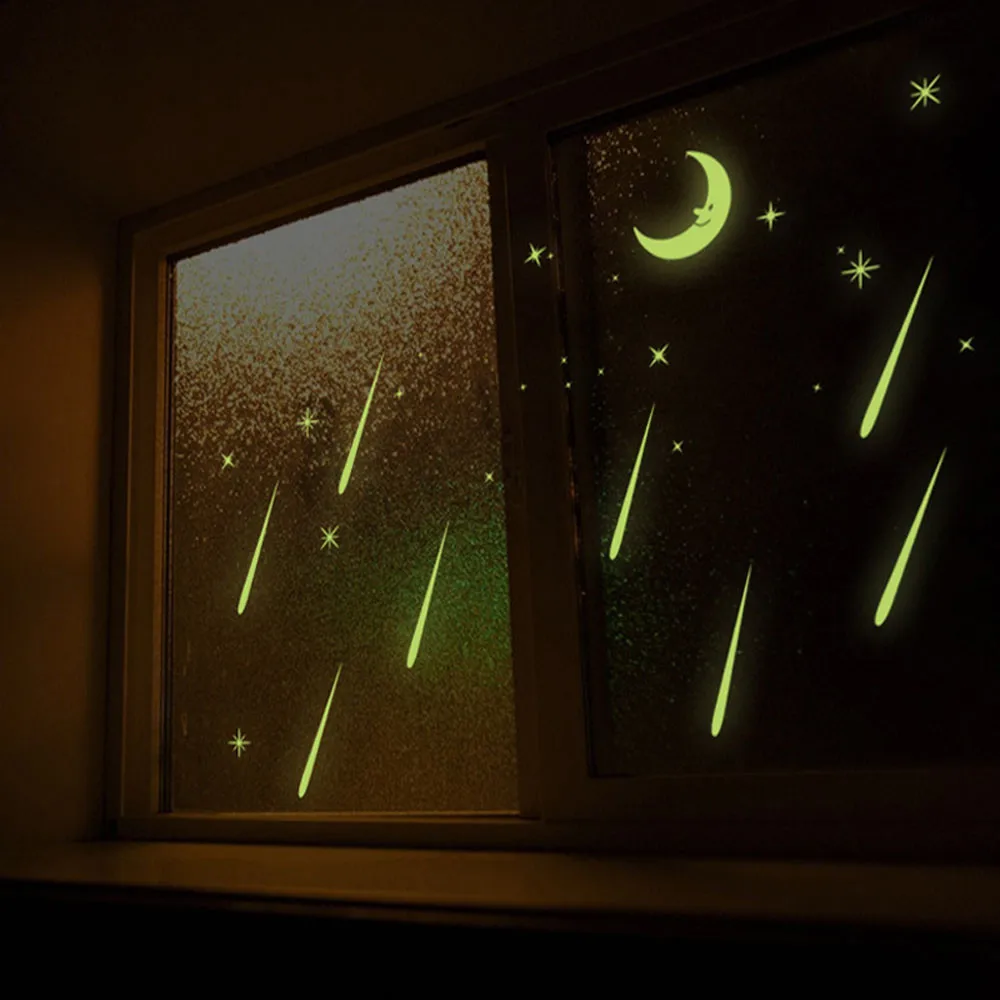Метеоритный дождь, наклейки на стену, светящиеся звезды, наклейка для дома, флуоресцентная луна, светится в темноте, звезды на потолке, декор для спальни O12