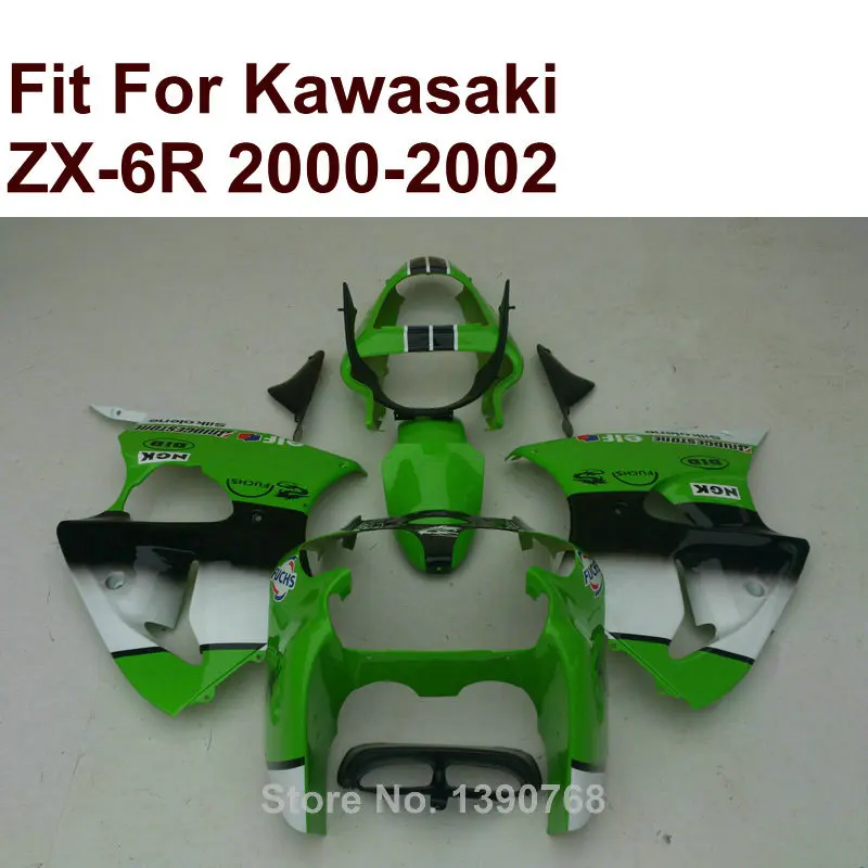 

high quality injection for Kawasaki ZX6R fairing kit green 2000 2001 2002 Ninja ZX 6R 636 00 01 02 fairings HZ08