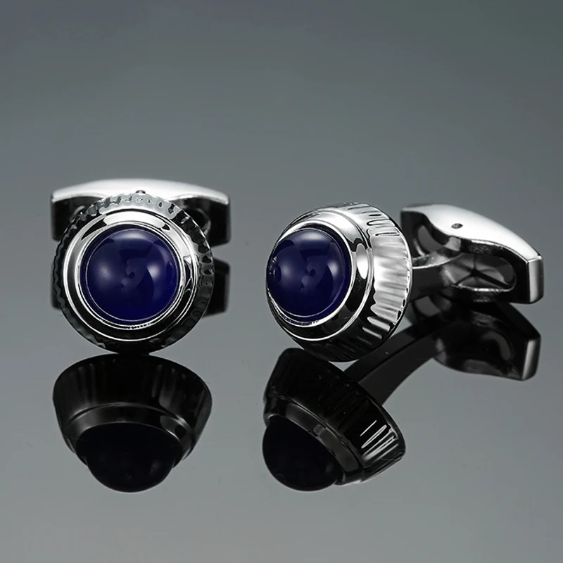 

DY The new high-grade luxury brand design pattern Silvery Blue Crystal Cufflinks Men's French shirt Cufflinks free shipping