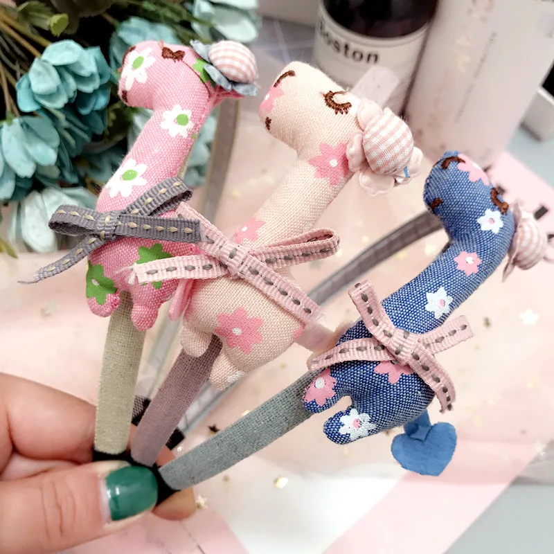 

Handmade Cloth Giraffe Hair bands hoop 2017 Fashion Kids Hair accessories Bowknot print flower Headbands Princess Hairbands Bows