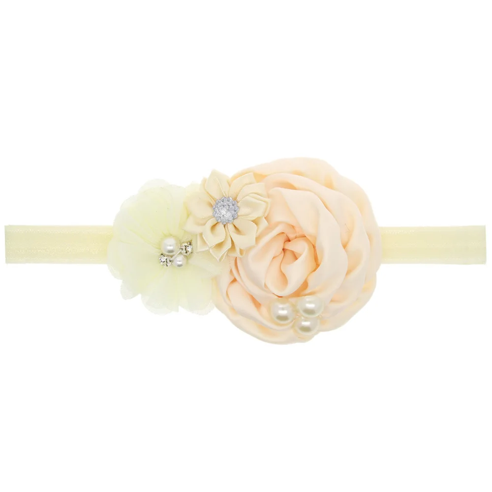 Yundfly Chic Newborn Baby Headband Ruffle Flower Crystals Elastic Headband Kids Hairband best Baby Accessories