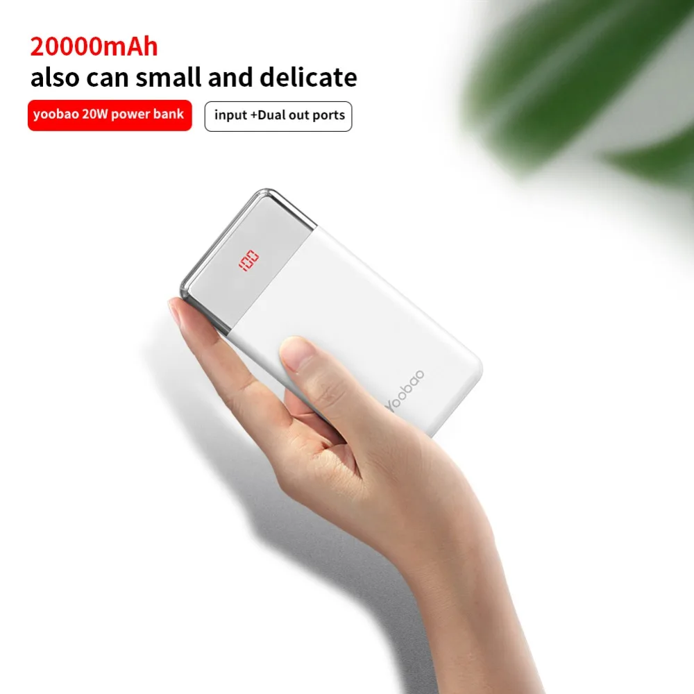 Yoobao power Bank 20 Вт 20000 мАч для IPhone портативное Внешнее зарядное устройство цифровой дисплей для Xiaomi huawei P20 power bank